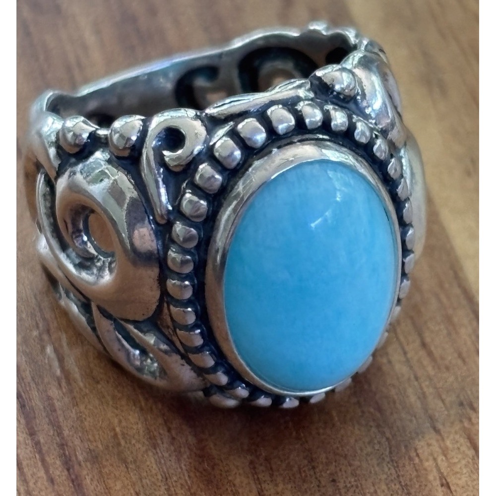 Relios Carolyn Pollack Sterling Silver Turquoise Ring 11.2 Grams Size 7.25